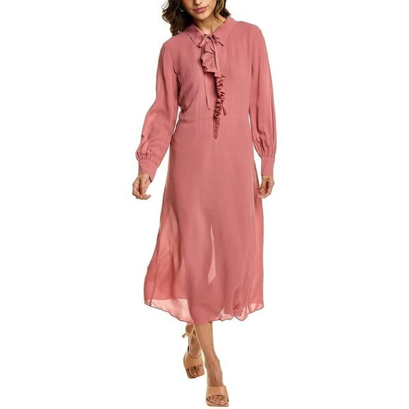 Ted Baker Asymmetrical Ruffle Midi Dress in blush Size 1/ US